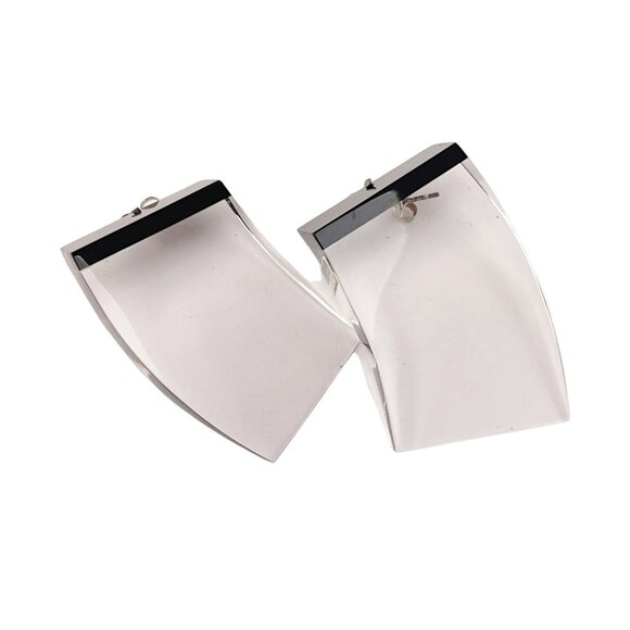 Laurent Guillot Lucite Clear Designer France Earrings Post Back - Picture 3 of 9